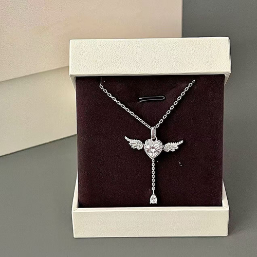 Angel Heart Necklace, Cupid's Heart Wings Clavicle Chain - A Gift for Your Girlfriend