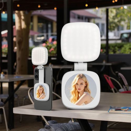 Mobile Phone Magnetic Suction Fill Light, Beauty and Skin Rejuvenation, Built-in Makeup Mirror, Folding Fill Light
