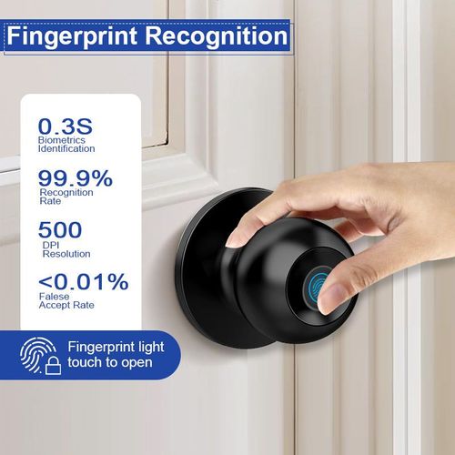 Indoor Room Stainless Steel Spherical Durable Fingerprint Sensor Smart Door Handle Knob Lock Tuya Smart Lock Door Smart Door