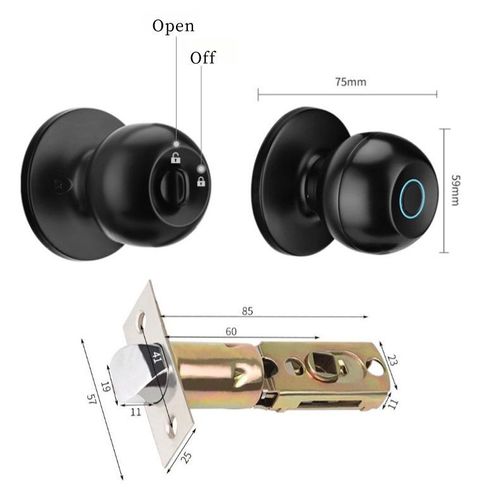 Indoor Room Stainless Steel Spherical Durable Fingerprint Sensor Smart Door Handle Knob Lock Tuya Smart Lock Door Smart Door