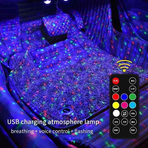 LED Car Atmosphere Light RGB Roof Star Lamp With Remote Wireless USB Multiple Modes Auto Interior Decorative Ambient Party Light