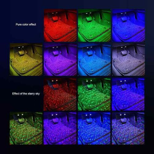 LED Car Atmosphere Light RGB Roof Star Lamp With Remote Wireless USB Multiple Modes Auto Interior Decorative Ambient Party Light