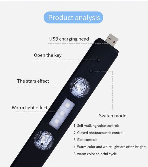 LED Car Atmosphere Light RGB Roof Star Lamp With Remote Wireless USB Multiple Modes Auto Interior Decorative Ambient Party Light