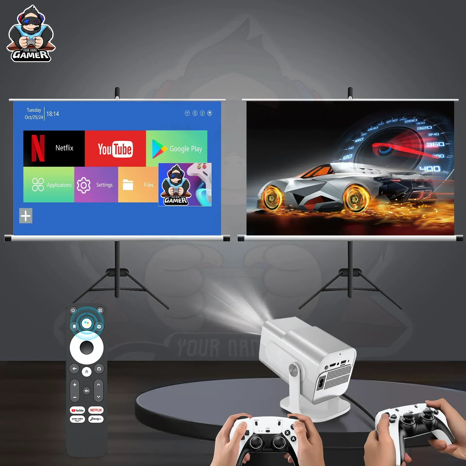 Hot-selling HCS350Pro projector, PSP mini game console, Android WiFi, high-definition 4K mini projector