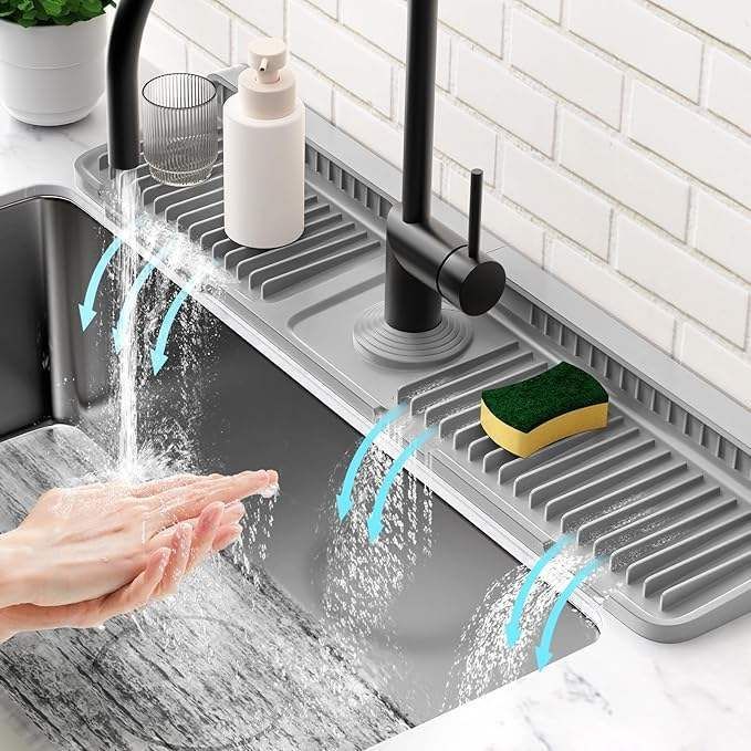 Hot Selling Silicone Sink Faucet Mat 5° Slope Suitable for Kitchen Dry Drain Mat Splash-proof Silicone Faucet Mat