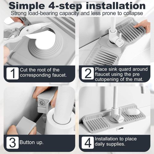 Hot Selling Silicone Sink Faucet Mat 5° Slope Suitable for Kitchen Dry Drain Mat Splash-proof Silicone Faucet Mat