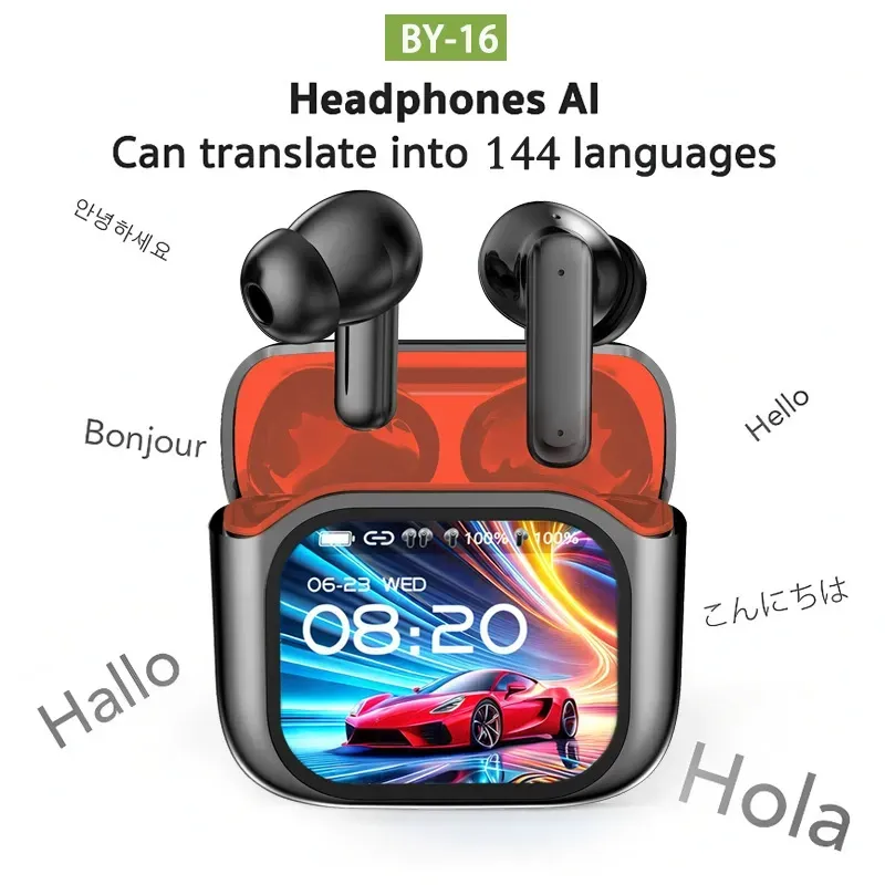 W16 Ai Translator Earbuds Smart Touch Screen Translator Earphone 144 Languages Translator EarbudsTravel Abroad Easy Conversation