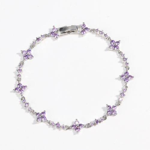 New minimalist flower and four-leaf clover knot bracelet, a trendy bracelet with small zircon flowers for women.