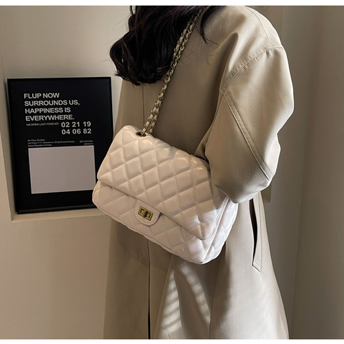 Chain 2025 beige new bag women's soft leather fashionable versatile shoulder underarm bag