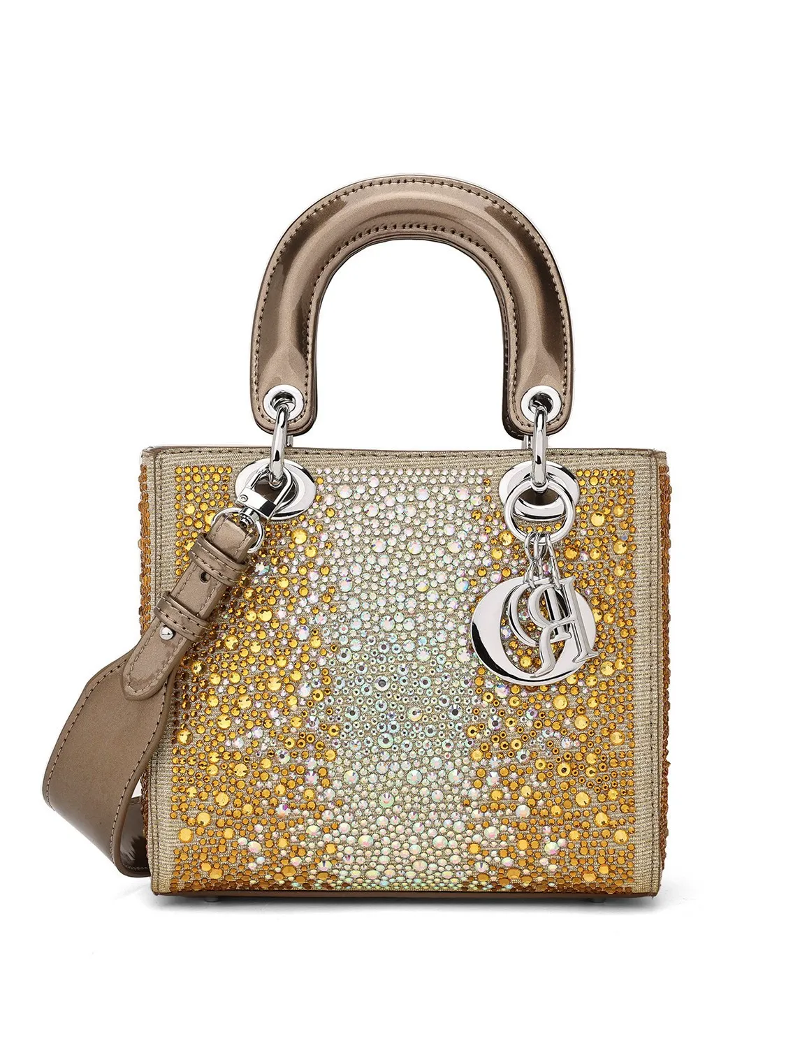 Women's leather bag, stylish and exquisite French style rhinestone handbag