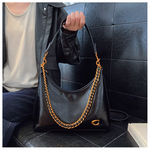 Super hot armpit bag, new French waxed leather shoulder bag, three shoulder straps