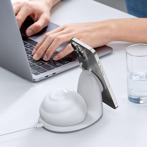 Creative New 15W Multifunctional Wireless Charging Stand Snail Pat Lamp Magnetic Fast Charging Station for Phone PC Earphone Use