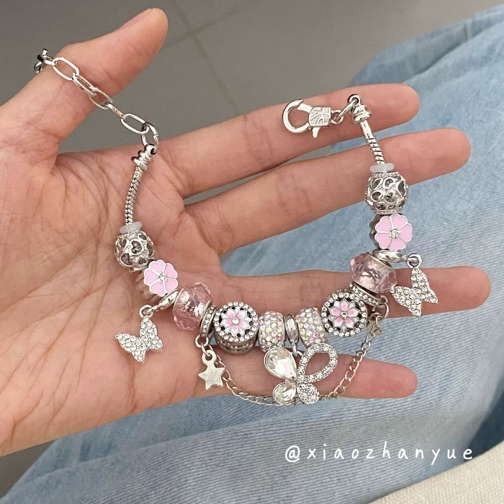 New pink oil drop heart fresh flower hot selling bracelet