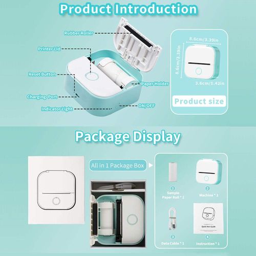 Phomemo T02 Mini Portable Thermal Printer Photo Mini Printer Sticker for Student Studying Pocket Inkless Receipt