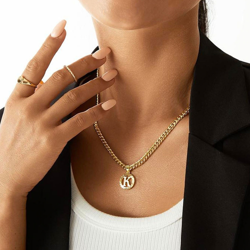 Hot selling hollow round letter necklace simple style clavicle chain necklace does not fade