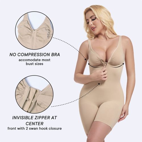 Front Zipper Tummy Control Shapewear New Seamless Shapewear Bodysuit with Zipper Strap Strong Abdomen Control Women's Underwear