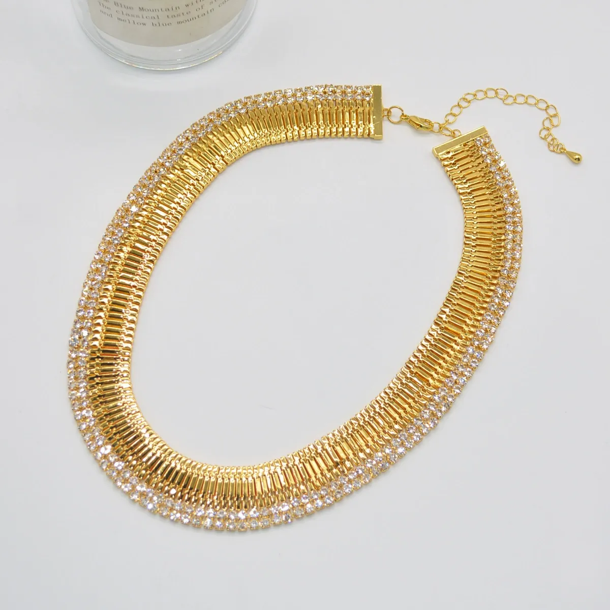 Vintage gold-plated diamond necklace, Greek style necklace for women
