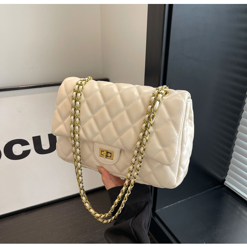 Chain 2025 beige new bag women's soft leather fashionable versatile shoulder underarm bag