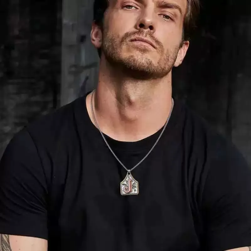 Popular retro necklace color matching letter pendant Western trend personality wear accessories