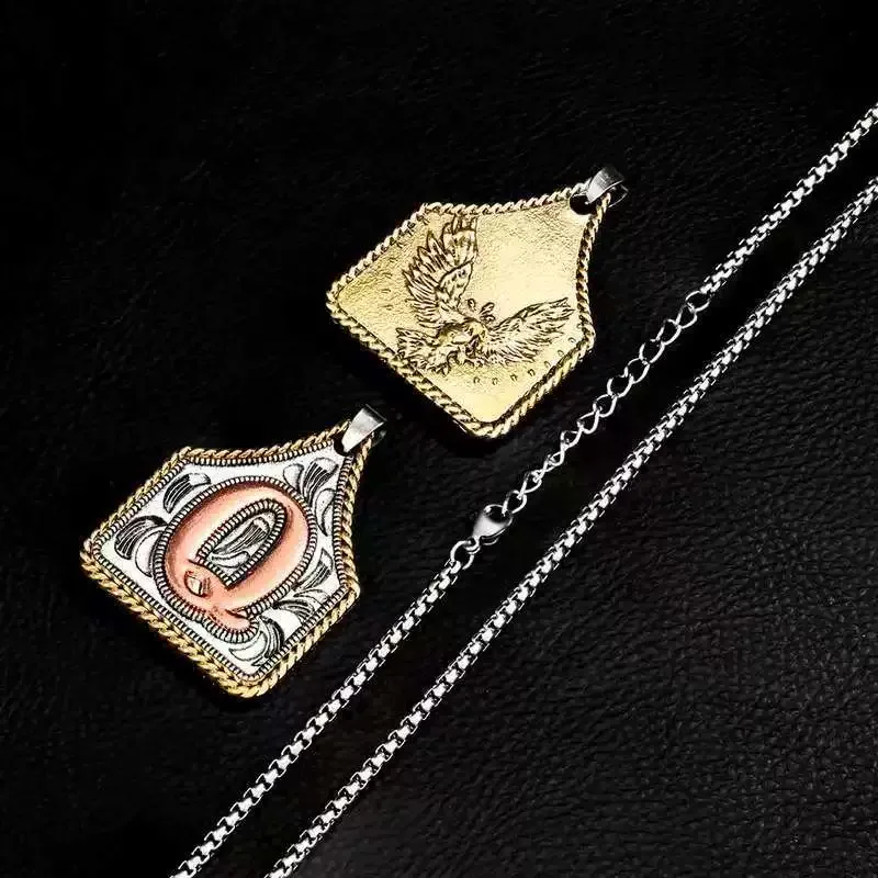 Popular retro necklace color matching letter pendant Western trend personality wear accessories