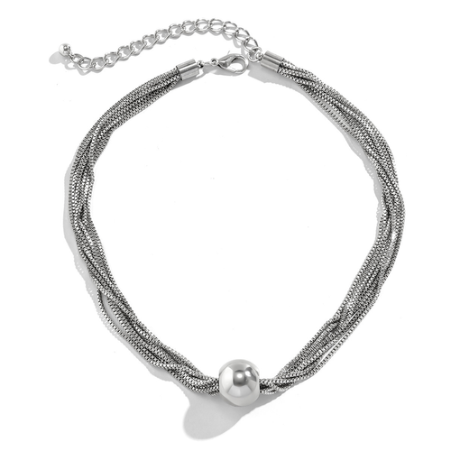 Multi-layer chain stacking necklace Simple niche geometric sphere personality necklace