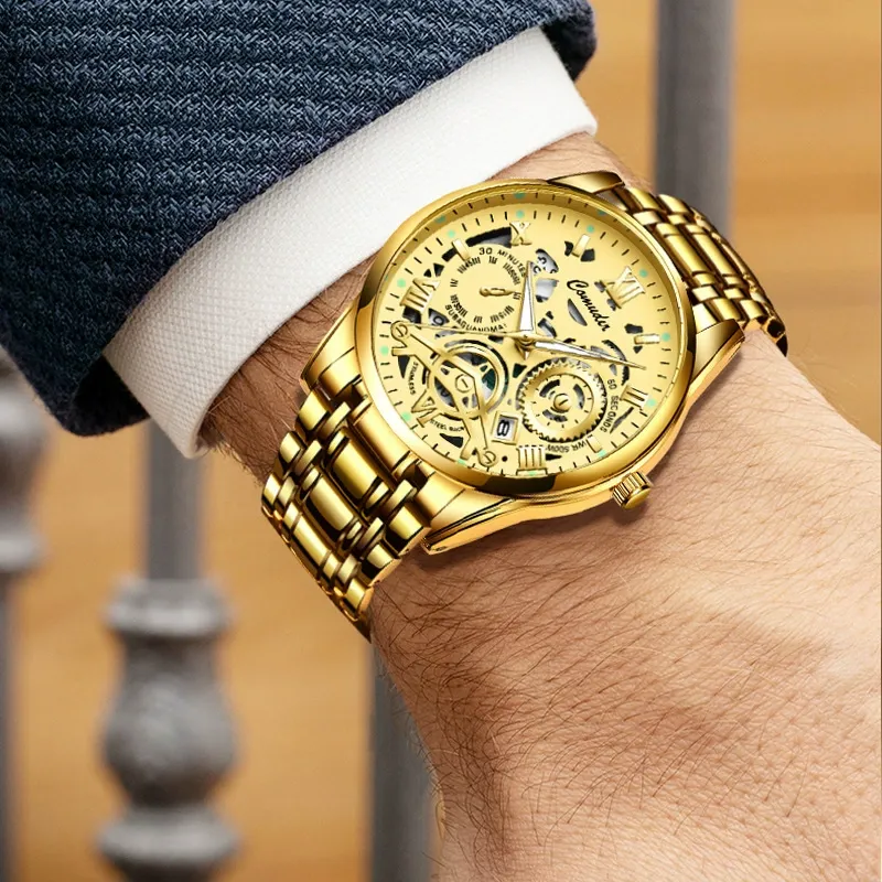 Hollow waterproof men's watch, luminous quartz watch