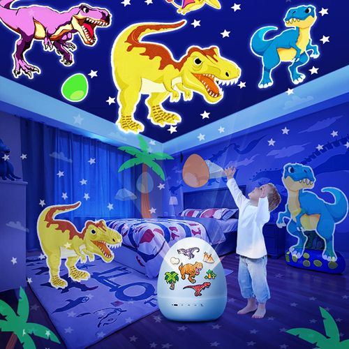 Great gift, cartoon dinosaur egg projector lamp, cosmic starry sky animal music projector lamp