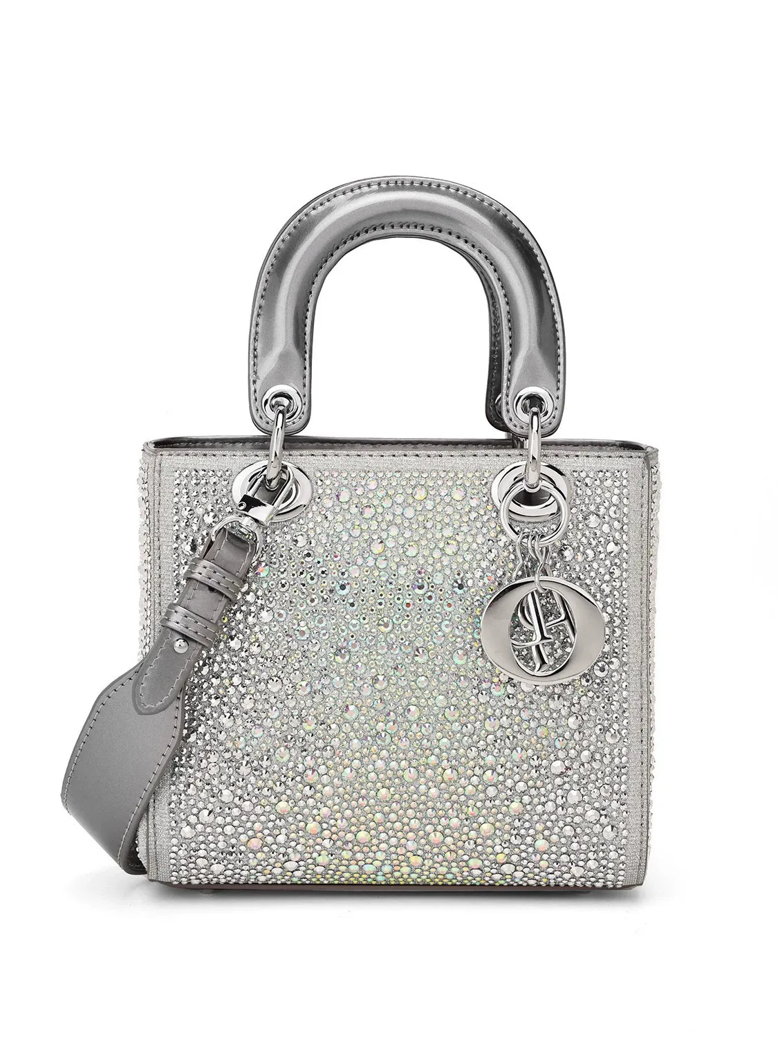 Women's leather bag, stylish and exquisite French style rhinestone handbag