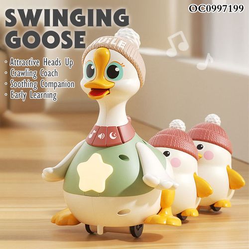 NEW Early Learning Tummy Time Toy Swinging Duck Light-Up Crawling Baby Toys