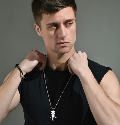 Hot selling robot stainless steel necklace, couple necklace