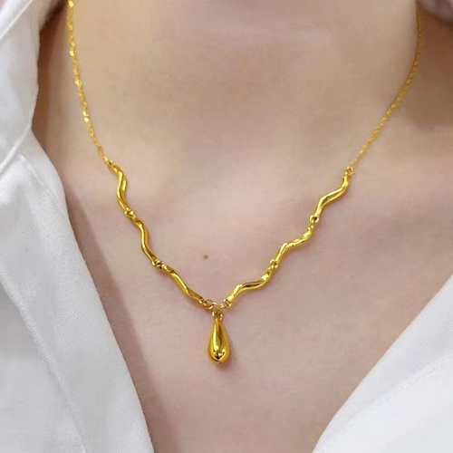 Irregular wave teardrop necklace jewelry