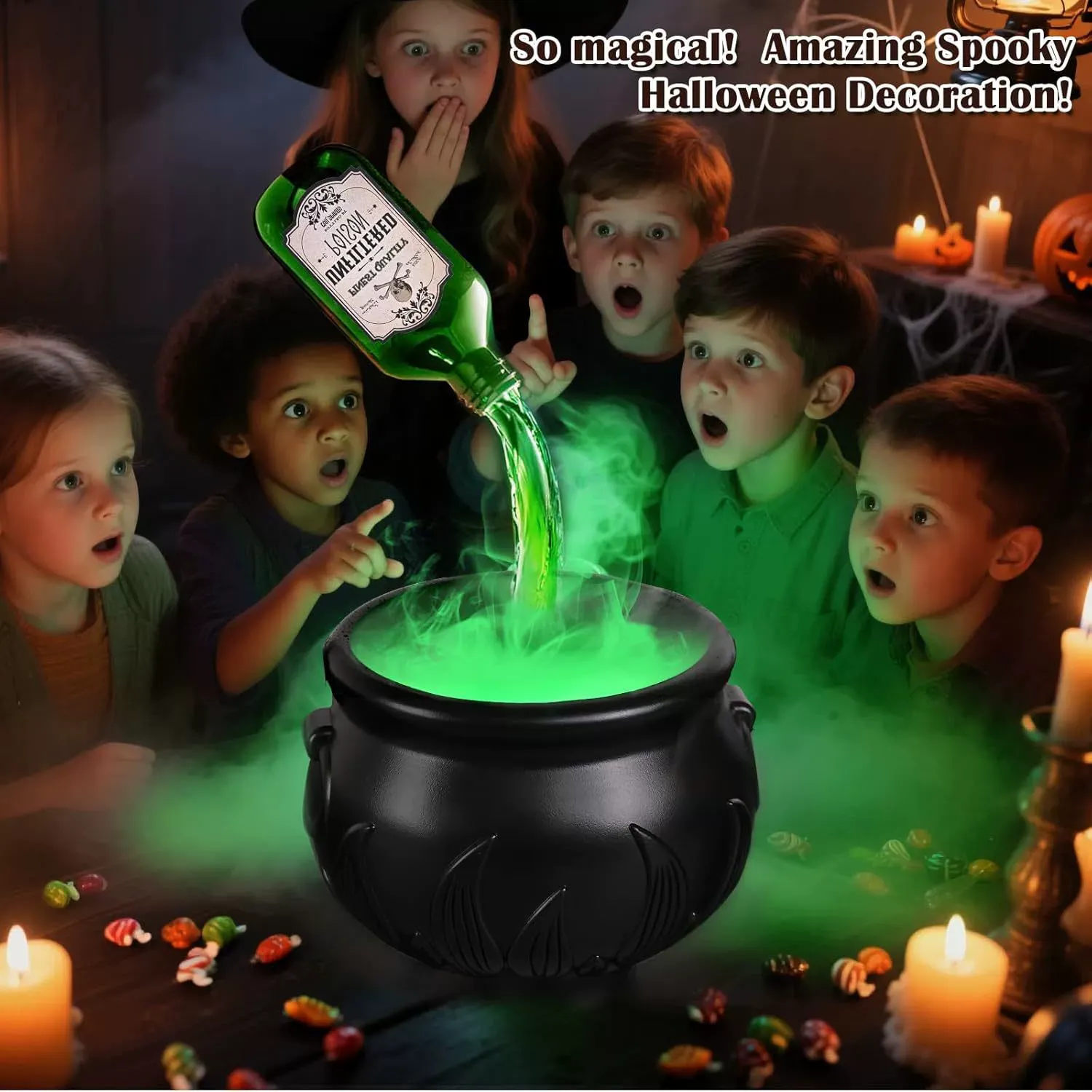 2025 Hot Halloween Skeleton Bath Decor Cauldron Diffuser Decorative Centerpiece Creative Cauldron Style for Spooky Party Home