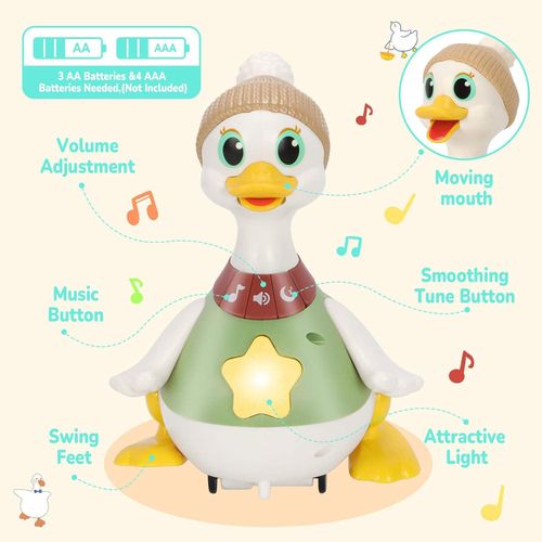 NEW Early Learning Tummy Time Toy Swinging Duck Light-Up Crawling Baby Toys