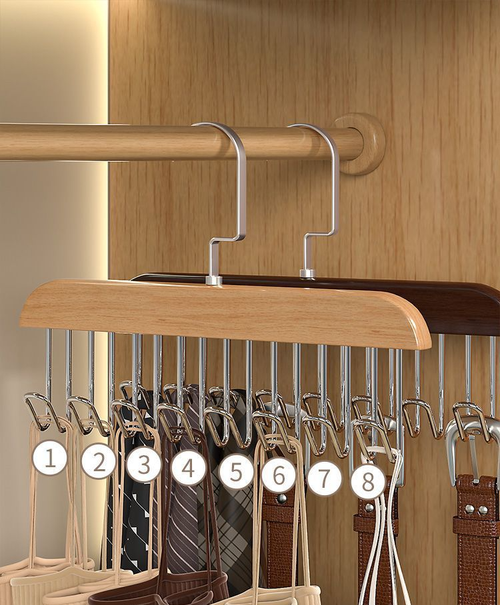Solid Wood Storage Rack Fantastic Vintage Hook Hanger for Underwear Sling Tie Belt Bag Umbrella Hanging