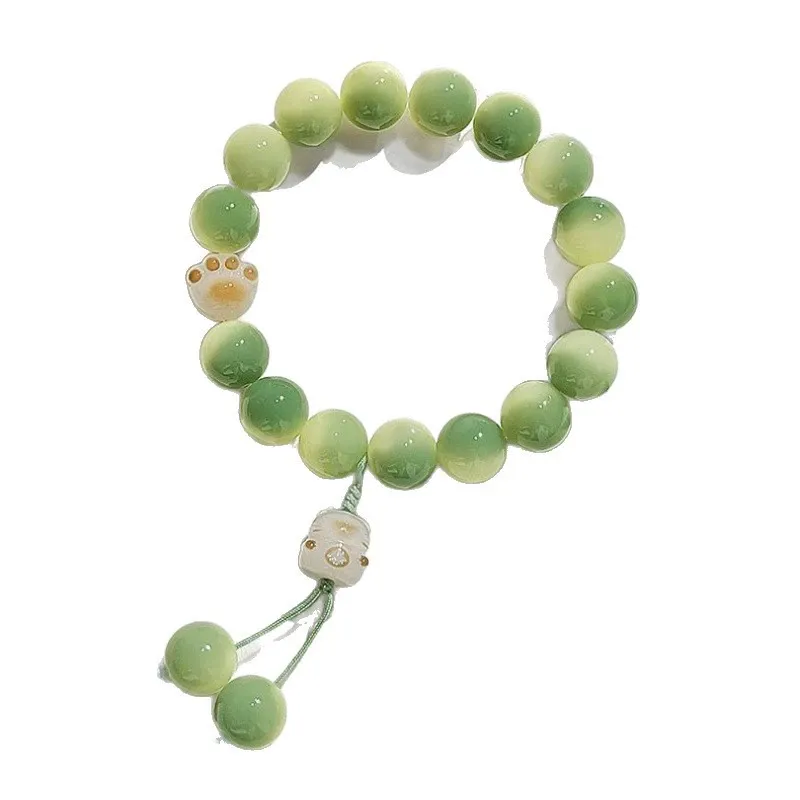Popular cute beaded bracelet, light green bracelet, cat claw bracelet