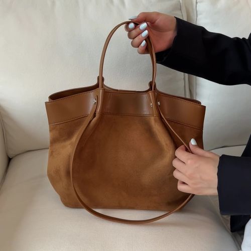 Large capacity casual pleated tote bag women 2025 casual stylish commuting shoulder handbag