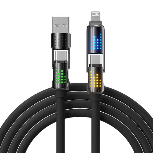 240W 4-in-1 USB-C Cable - PD 5A Fast Charging  Data Sync With USB A, TYPE C, Breathing Light, Aluminum Alloy Design