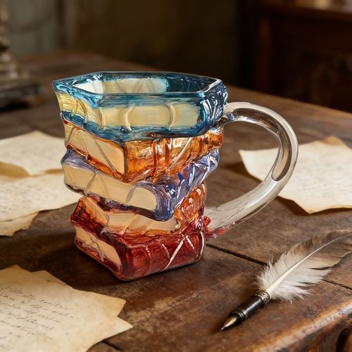 Hot Selling High Borosilicate 350ml Painted Book Mugs Creative Coffee Milk Tea Water Cups Business Gifts Water Drinking Bottles