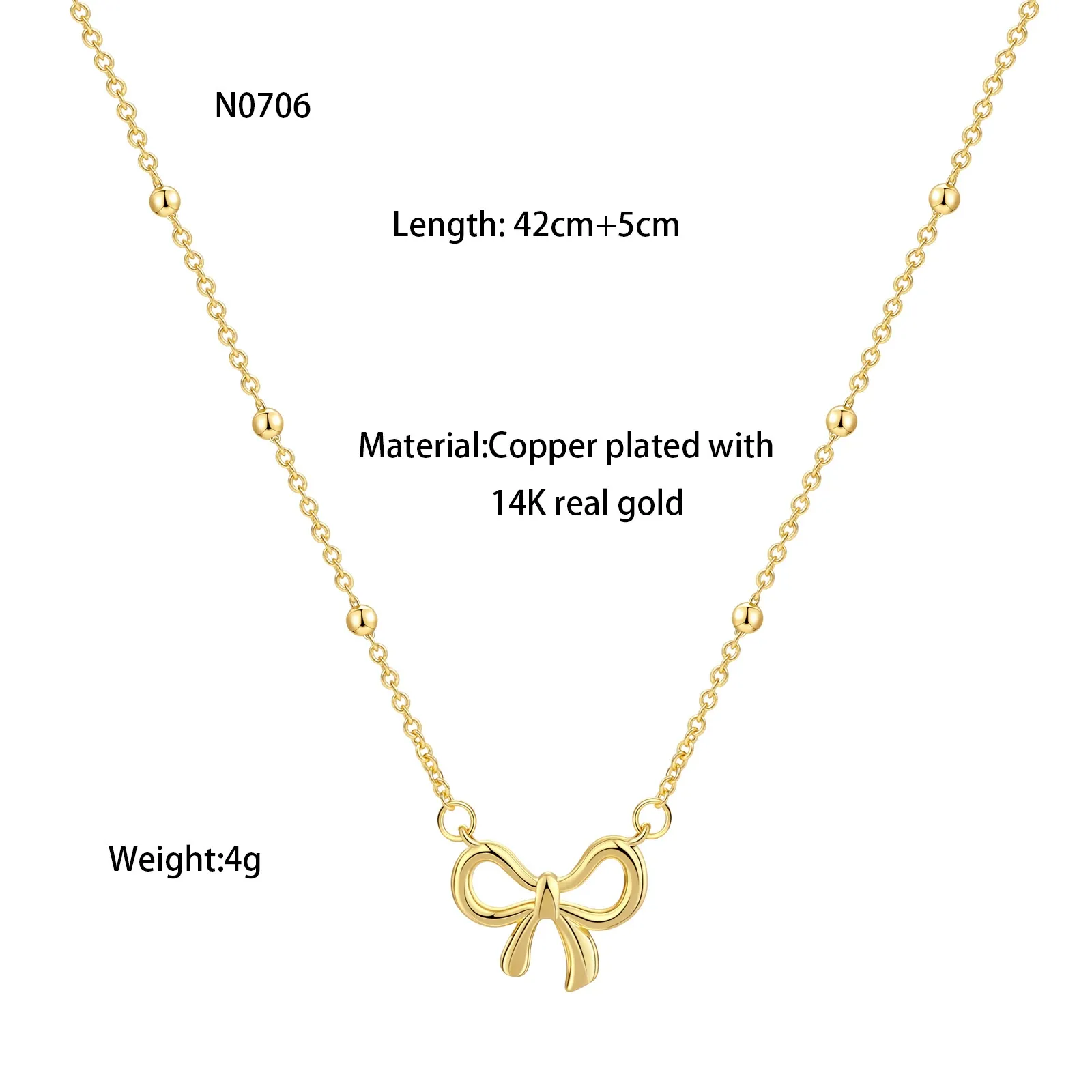 Long-lasting cute hollow bow pendant necklace for women clavicle chain jewelry