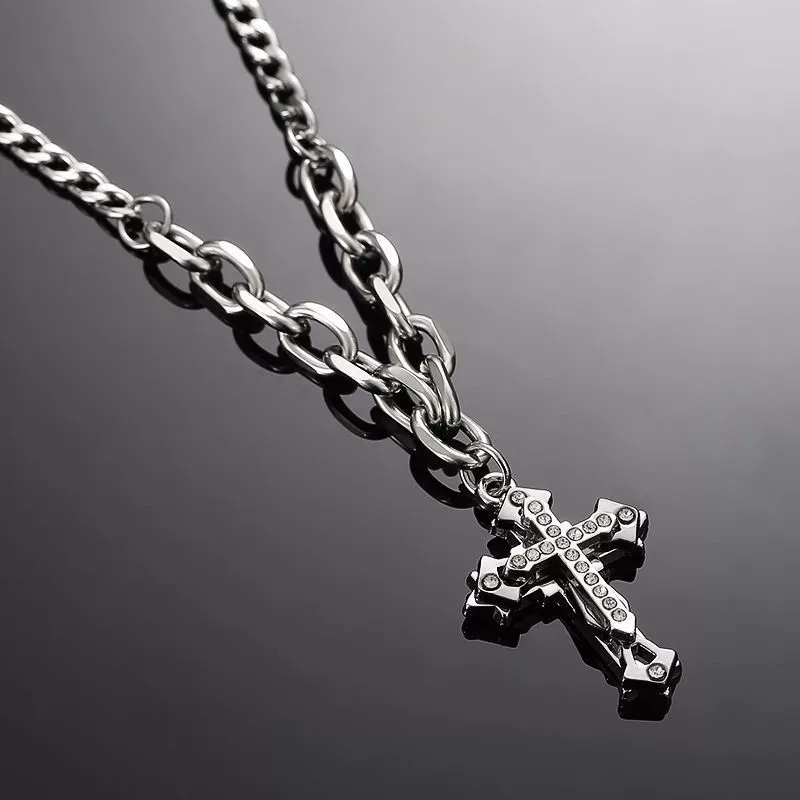 Men's cross necklace men's trendy hip-hop high-end trendy brand versatile pendant men's niche design accessories