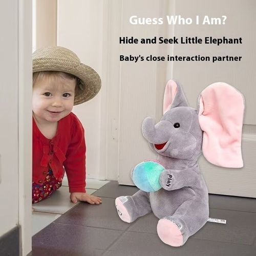 Peek-A-Boo Realistic Plush Elephant Toy for Children PP Cotton Washed Infants' Stress Relief Artifact Baby Soothing Artifact