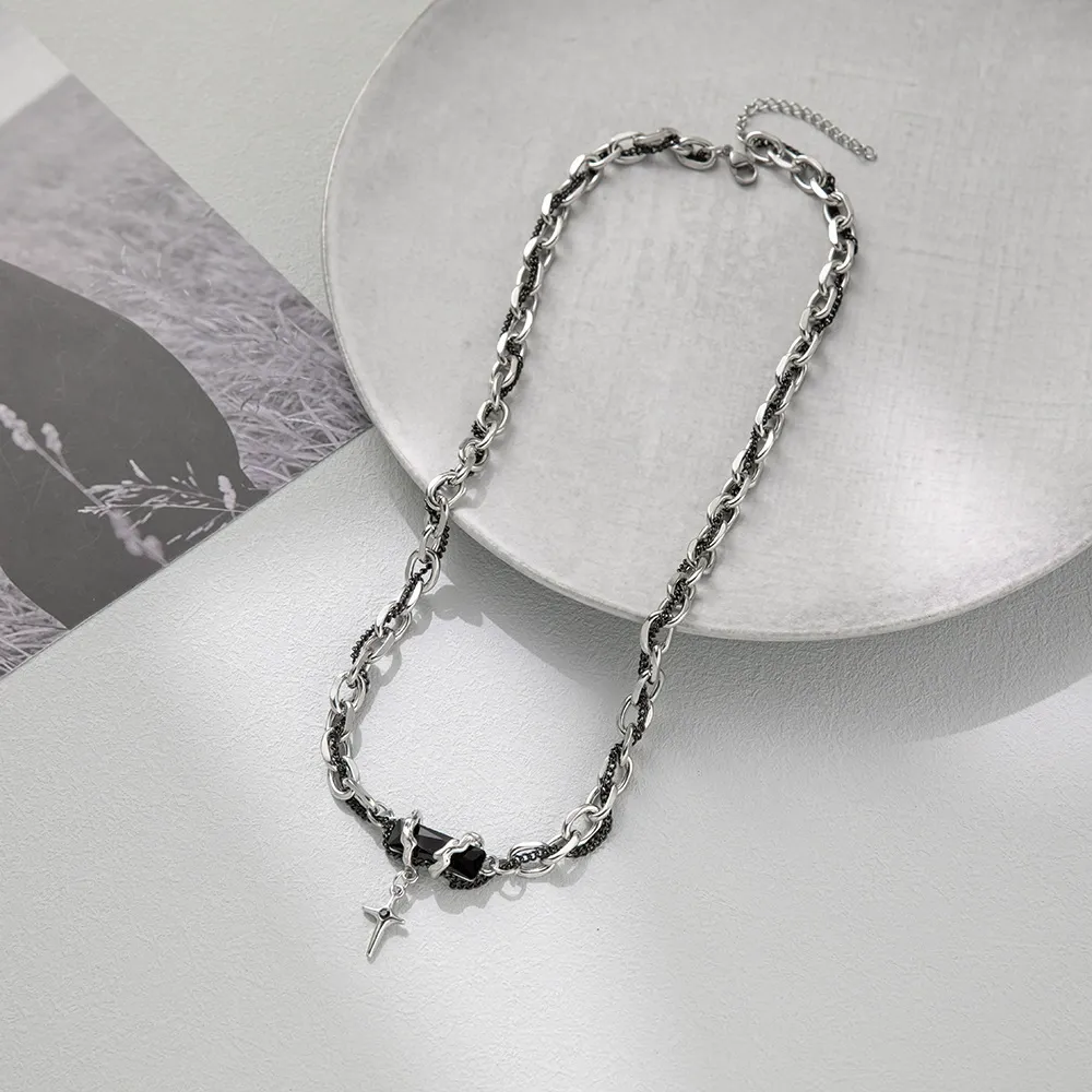 New niche design wrapped black forest pendant titanium steel couple necklace does not fade