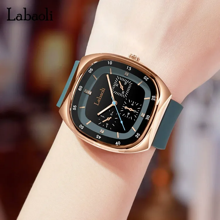 New Labaoli women's watch with silicone strap, large and waterproof watch