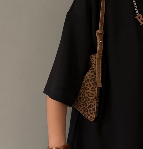 Cobidou fashionable leopard print small tote bag, 2025 new women's bag nubuck leather underarm bag