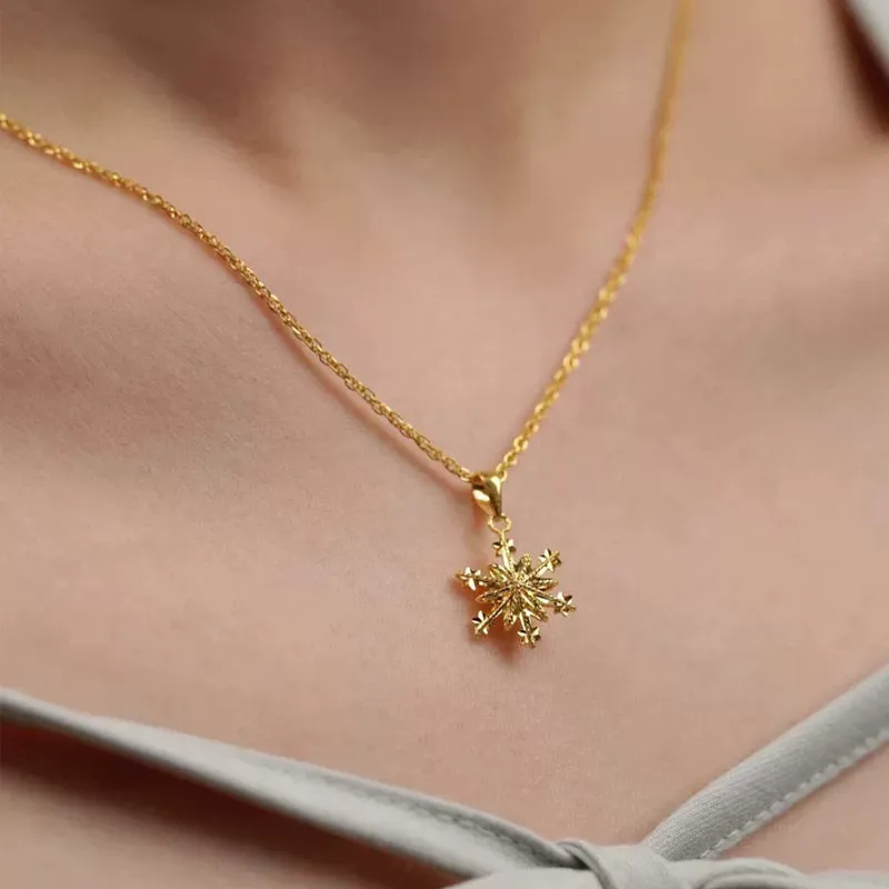 Sparkling snowflake necklace, clavicle chain jewelry