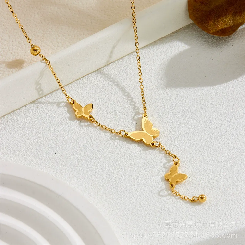 Stylish and exquisite titanium steel butterfly necklace jewelry