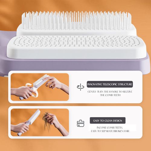 Hot Sale One-Click Scalp Massage Comb Self-Cleaning Airbag Detangling Hair Brush Plastic Paddle Feature