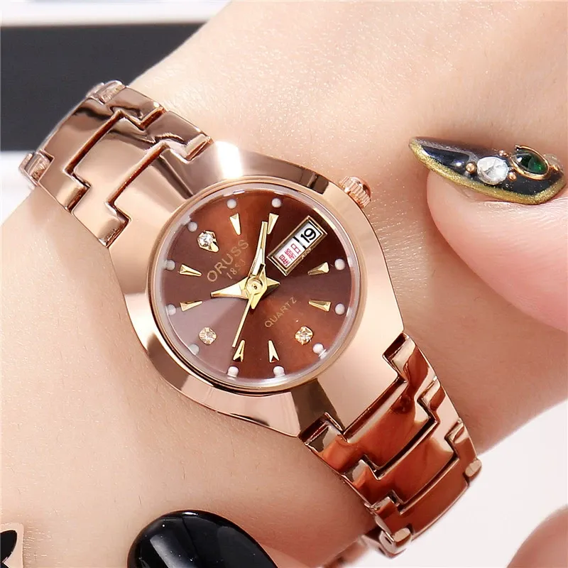 Steel strap fashionable waterproof casual personality quartz watch for women