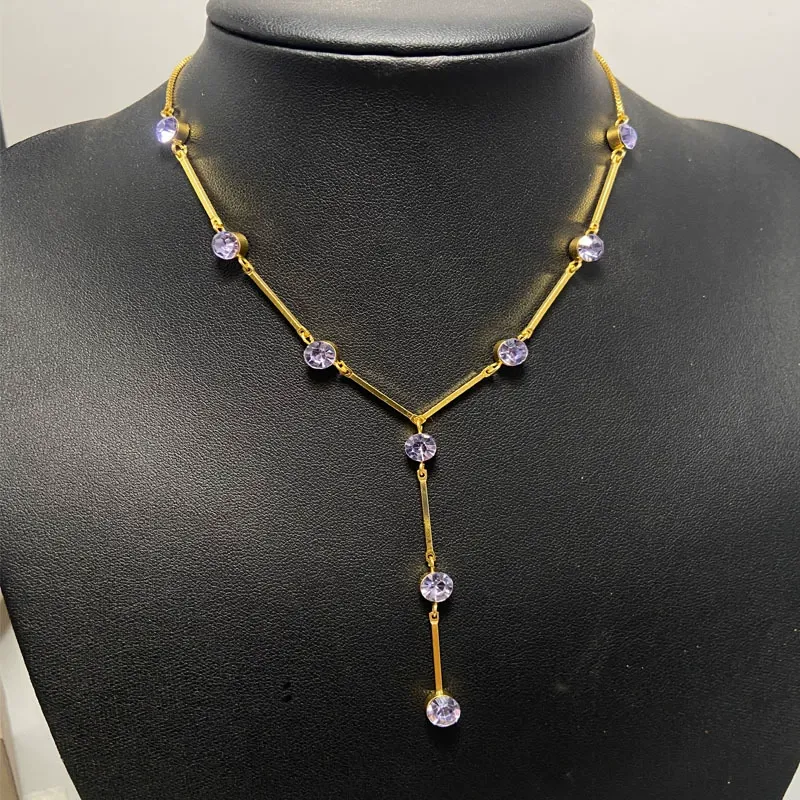 Light luxury niche design long purple sweater chain autumn and winter accessories