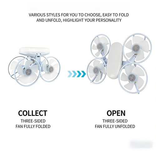 New foldable tri-color dimming ceiling fan light for bedroom LED ceiling light